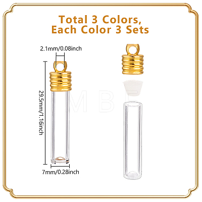 9Sets 3 Colors Clear Glass Long Bottle Pendants FIND-GA0004-62-1