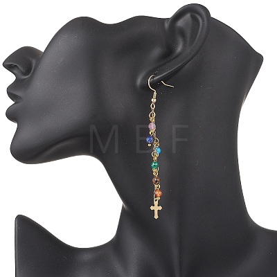 Natural Gemstone Dangle Earrings EJEW-JE06668-03-1