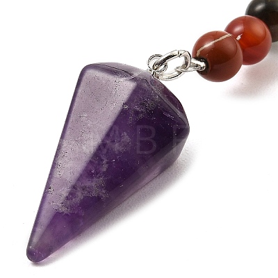 Natural Amethyst Cone Pendant Keychain G-Z033-08P-03-1