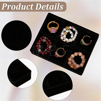 6 Grids Velvet Jewelry Display Trays ODIS-SP0002-24C-02-1