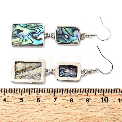 Brass Natural Abalone Shell Dangle Earrings EJEW-F388-01C-P-1