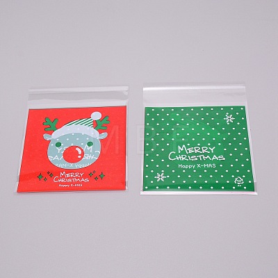 Christmas Theme Rectangle OPP Self-Adhesive Cookie Bags OPP-SZC0001-02E-1