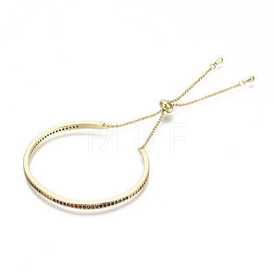 Brass Micro Pave Cubic Zirconia Slider Bracelets BJEW-S142-029-NF-1