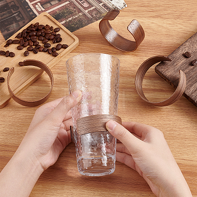   4Pcs 2 Style Walnut Wood Cup Sleeve AJEW-PH0003-87-1