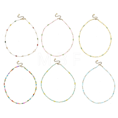 Dyed Natural Freshwater Shell Column & Faceted Rondelle Glass Beaded Necklaces for Women NJEW-JN06050-1