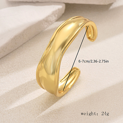 Brass Wide Irregular Open Cuff Bangle for Daily Street Style Layering QP3499-2-1