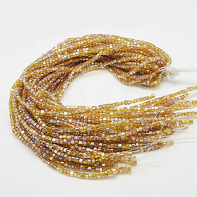 Electroplate Glass Beads Strands EGLA-D018-8x8mm-77-1