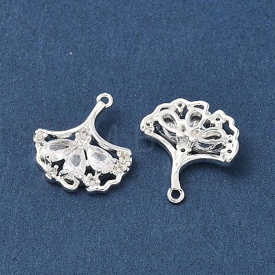 Brass Micro Pave Clear Cubic Zirconia Pendants KK-C168-03S-1