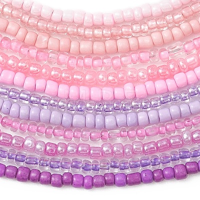 3MM Gradient Color Glass Seed Beaded Choker Necklaces for Women NJEW-JN05877-1