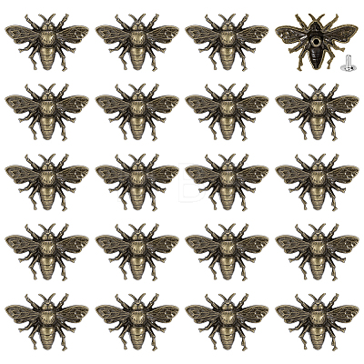20Pcs Zinc Alloy Bees Decorative Rivets FIND-PH0062-14AB-1