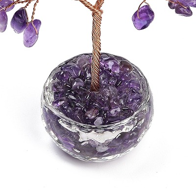 Natural Amethyst Chips Tree of Life Decorations DJEW-B013-01D-1