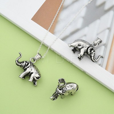 Retro 316 Surgical Stainless Steel Elephant Pendants STAS-E096-15AS-1