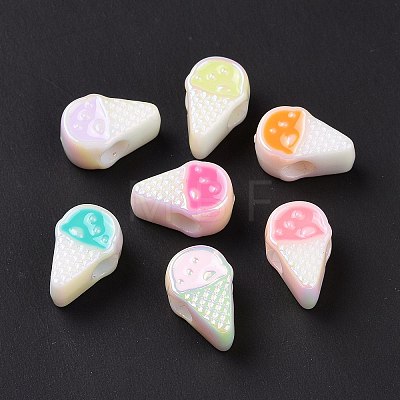 UV Plating Rainbow Iridescent Acrylic European Beads X-SACR-E009-36-1