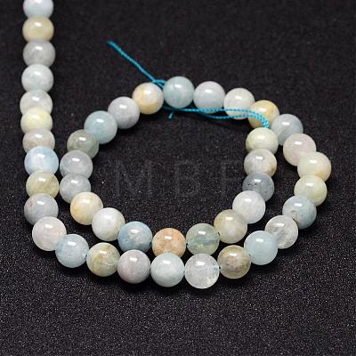 Natural Aquamarine Beads Strands G-P132-10-6mm-1