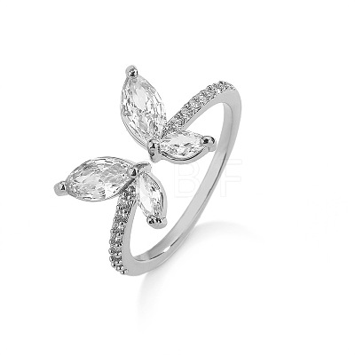 Butterfly Brass Micro Pave Cubic Zirconia Cuff Rings WG9662B-01-1