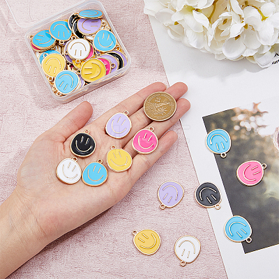 SUPERFINDINGS 60Pcs 6 Colors Alloy Enamel Pendants ENAM-FH0001-71-1