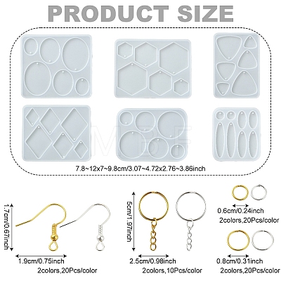 DIY Hexagon & Rhombus & Triangle & Oval Pendant Silicone Molds for DIY Earring Making DIY-YW0009-86-1