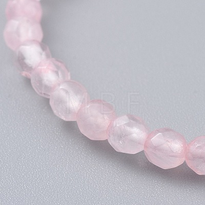 Natural Rose Quartz Beads Stretch Bracelets BJEW-JB04676-01-1