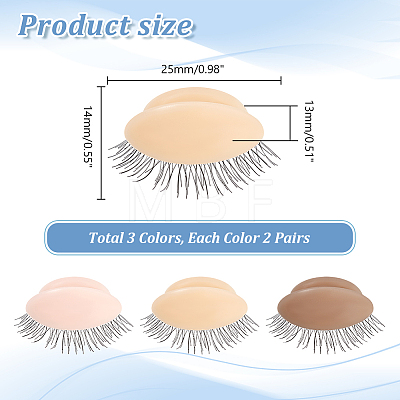 AHADERMAKER 6 Pairs 3 Colors Silicone Replacement Eyelids For Mannequin Head Eyelids MRMJ-GA0001-20-1