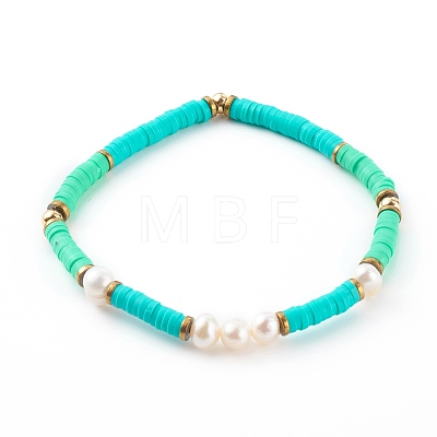 Polymer Clay Heishi Beaded Stretch Bracelets BJEW-JB06145-03-1
