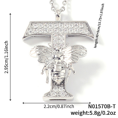 Brass Micro Pave Clear Cubic Zirconia Pendant Necklaces FS-WG7BC7F-13-1