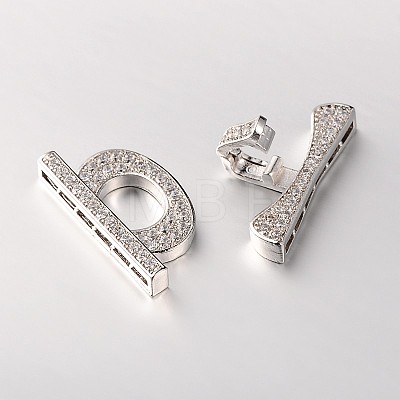 Brass Micro Pave Cubic Zirconia Fold Over Clasps ZIRC-M045-P-RS-1