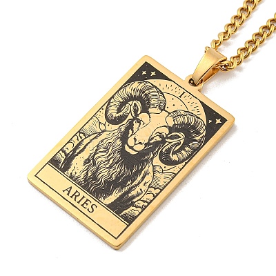 304 Stainless Steel Tarot Pendant Necklaces NJEW-A026-01G-01-1