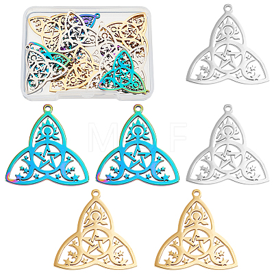 18Pcs 3 Colors 304 Stainless Steel Pendants STAS-DC0010-73-1