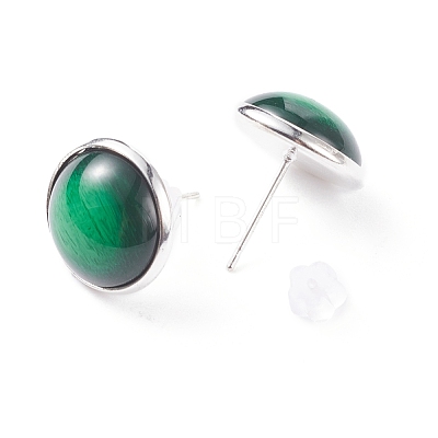 Plain Dome/Half Round Resin Stud Earrings for Women EJEW-JE04799-1