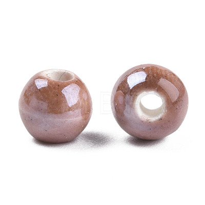 Pearlized Handmade Porcelain Round Beads PORC-S489-6mm-13-1