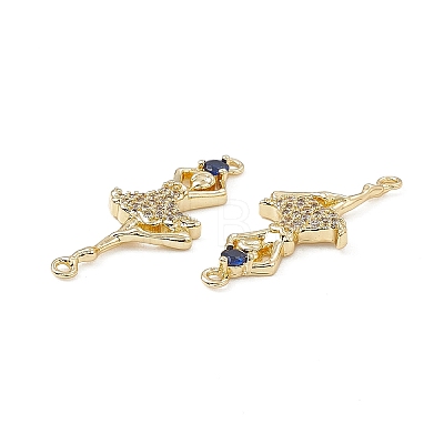 Brass Micro Pave Clear Cubic Zirconia Connetor Charms KK-E068-VB037-1