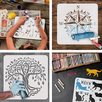 PET Hollow Out Drawing Painting Stencils DIY-WH0391-0719-1