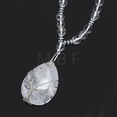 Natural Quartz Crystal Pendant Necklaces NJEW-P241-C09-1