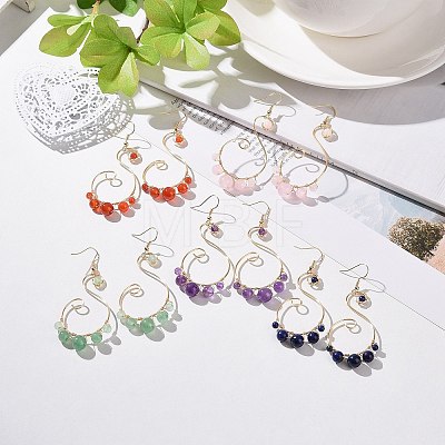 Natural Mixed Stone Dangle Earrings EJEW-JE05096-1
