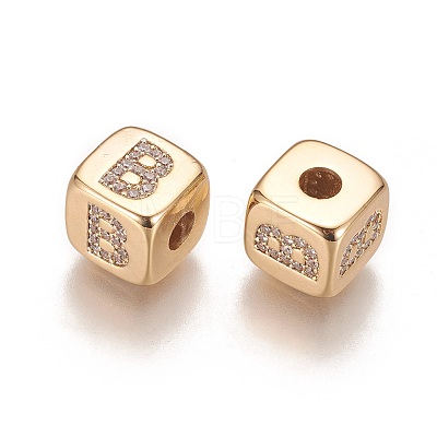 Brass Micro Pave Cubic Zirconia Beads KK-K238-16G-B-1