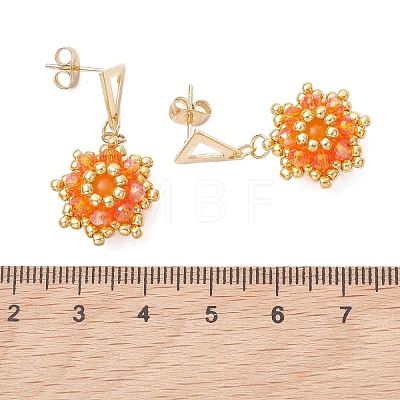 Valentine's Day Flower Natural & Dyed Malaysia Jade Dangle Stud Earrings EJEW-MZ00716-01-1