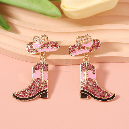 Cowboy Hat with Boot Alloy Enamel Dangle Stud Earrings FS-WG1DB7D-01-1
