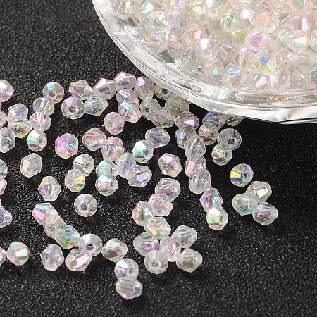Bicone AB Color Plated Eco-Friendly Transparent Acrylic Beads TACR-A003-6mm-22-1