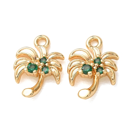 Brass Micro Pave Green Cubic Zirconia Charms KK-A304-09G-1