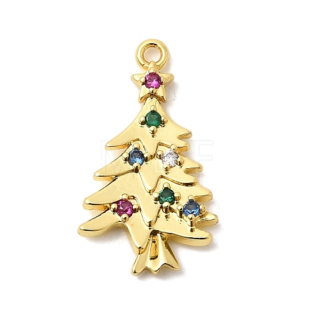 Christmas Brass Micro Pave Cubic Zirconia Pendants KK-L258-04G-A01-1