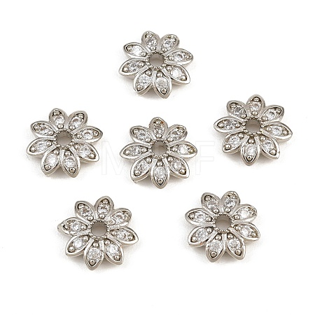 Brass Micro Pave Clear Cubic Zirconia Bead Caps CU-CBA6A75-29P-1