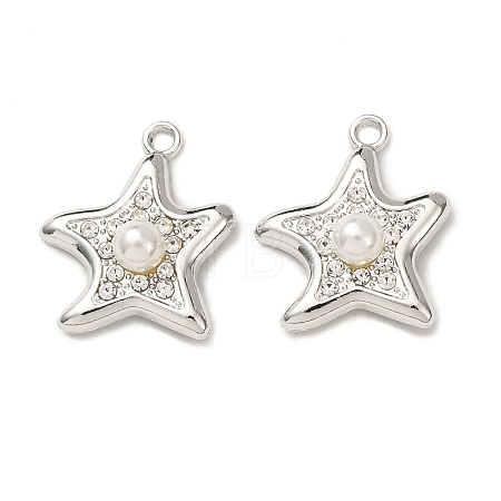 Alloy & ABS Imitation Pearl & Rhinestone Pendants FIND-K030-18C-P-1