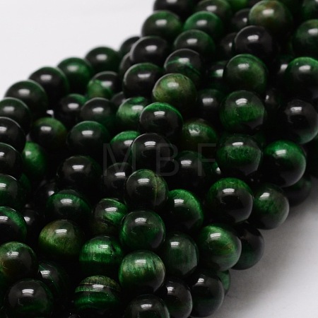 Natural Tiger Eye(Dyed & Heated) Round Beads Strands G-E329-8mm-40A-1