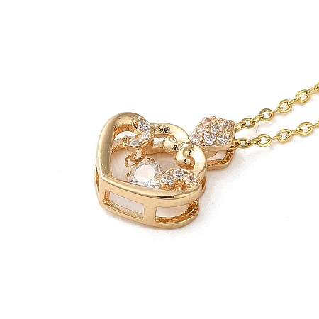 Brass Micro Pave Cubic Zirconia Pendant Necklaces for Women NJEW-E106-04KCG-01-1