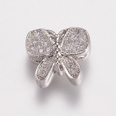 Brass Micro Pave Cubic Zirconia Beads ZIRC-E143-60P-1