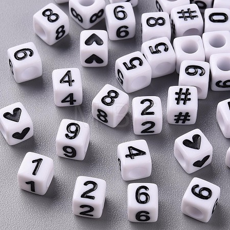 Opaque White Acrylic Beads X-MACR-T038-13-1