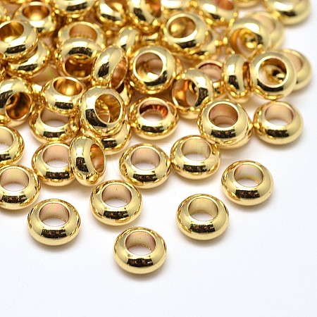 Brass Flat Round Spacer Beads X-KK-M085-10G-NR-1