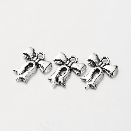 Tibetan Style Alloy Bowknot Bow Charms X-TIBEP-O009-20-1