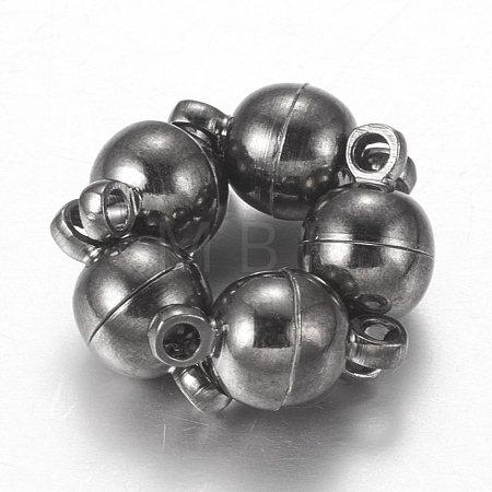 Round Brass Magnetic Clasps with Loops MC019-B-1