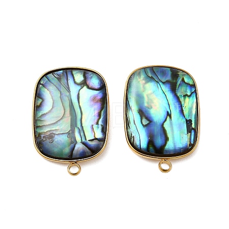 304 Stainless Steel Pave Natural Paua Shell Stud Earring Findings STAS-Z125-08G-1